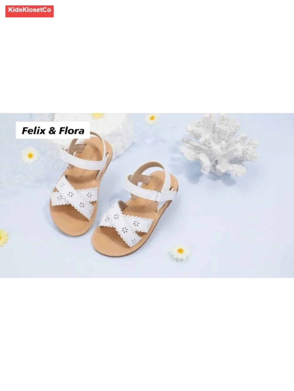 Toddler Girl Sandals - Lightweight Open Toe Beach Flats with Hook & Loop Closure